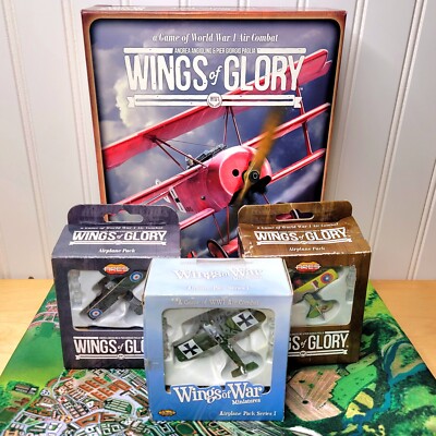 Wings of Glory WW1 - Rules & Accessories, 3 Airplane Packs, Game Mat Bundle Lot