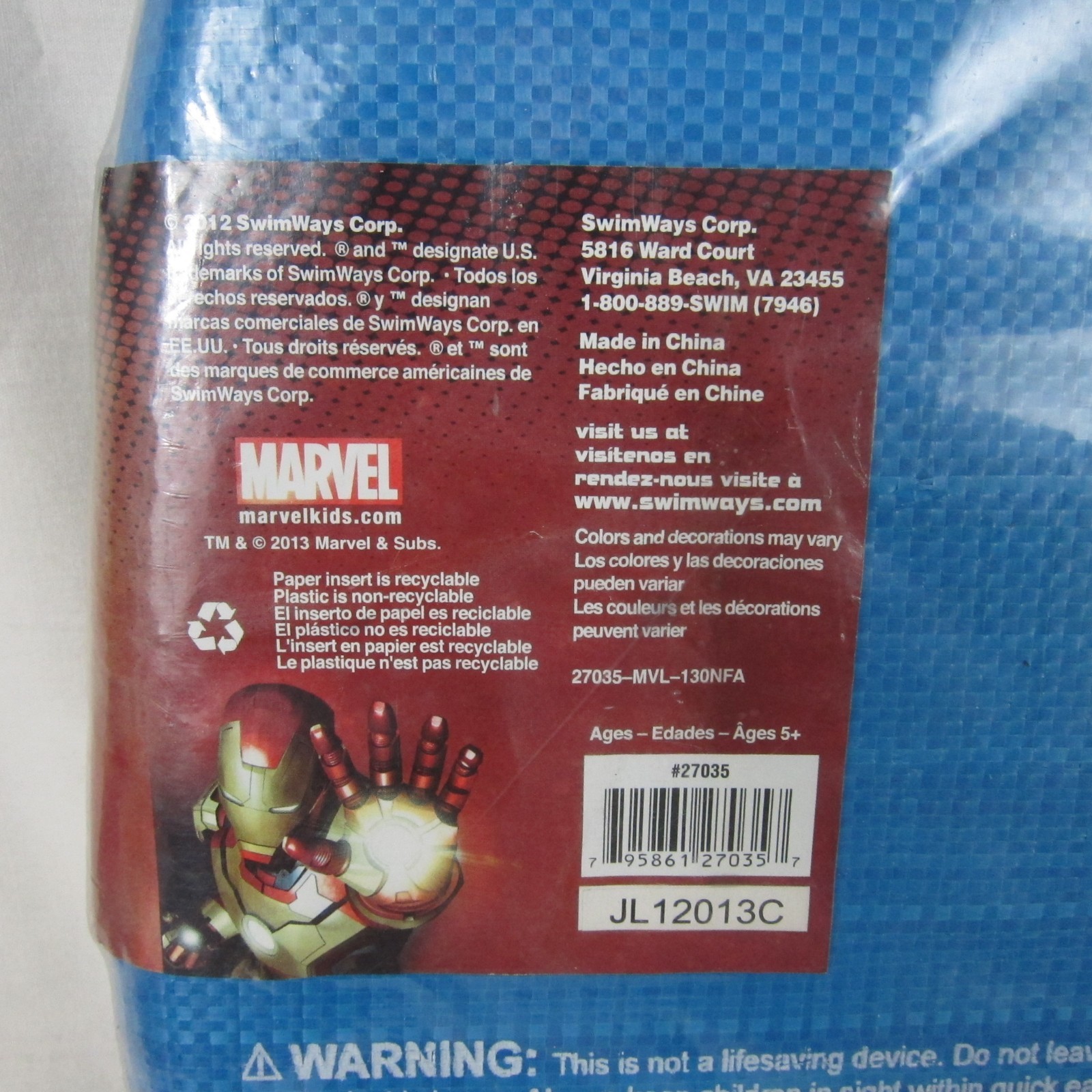 Swimways Kickboard Marvel Iron Man 3 Swimming Water Sport 16