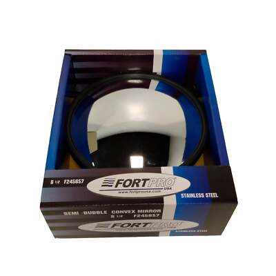 Fortpro 8 1/2" Semi-Bubble Convex Mirror Stainless Steel with Center Stud Mount