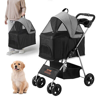 VEVOR Pet Stroller 4 Wheels Dog Stroller with Brakes 35 lbs Weight Capacity