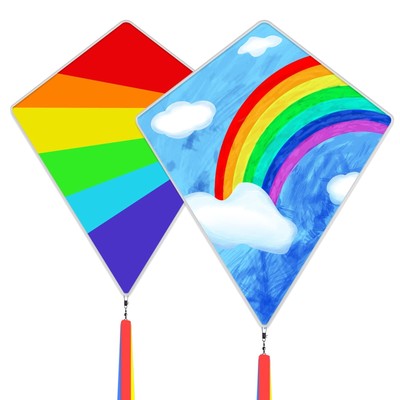 2 Pack Diamond Rainbow Kites for Kids, Beach Kite for Boys and Girls, Easy Fl...