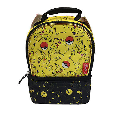Pokemon Lunchbox Pikachu Thermos Dual Compartment  Bag Pokeball Yellow School