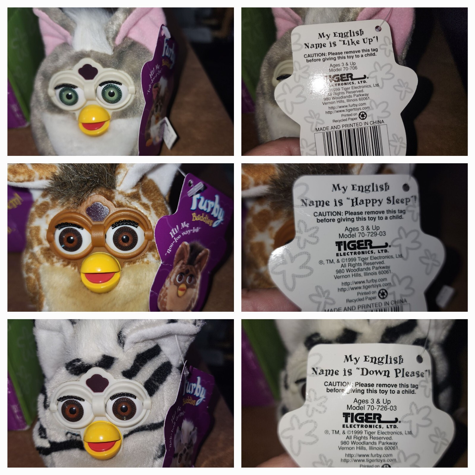 PICK YOUR MINT VINTAGE FIRST GENERATION 1999 FURBY BEANIE BUDDIES NEW