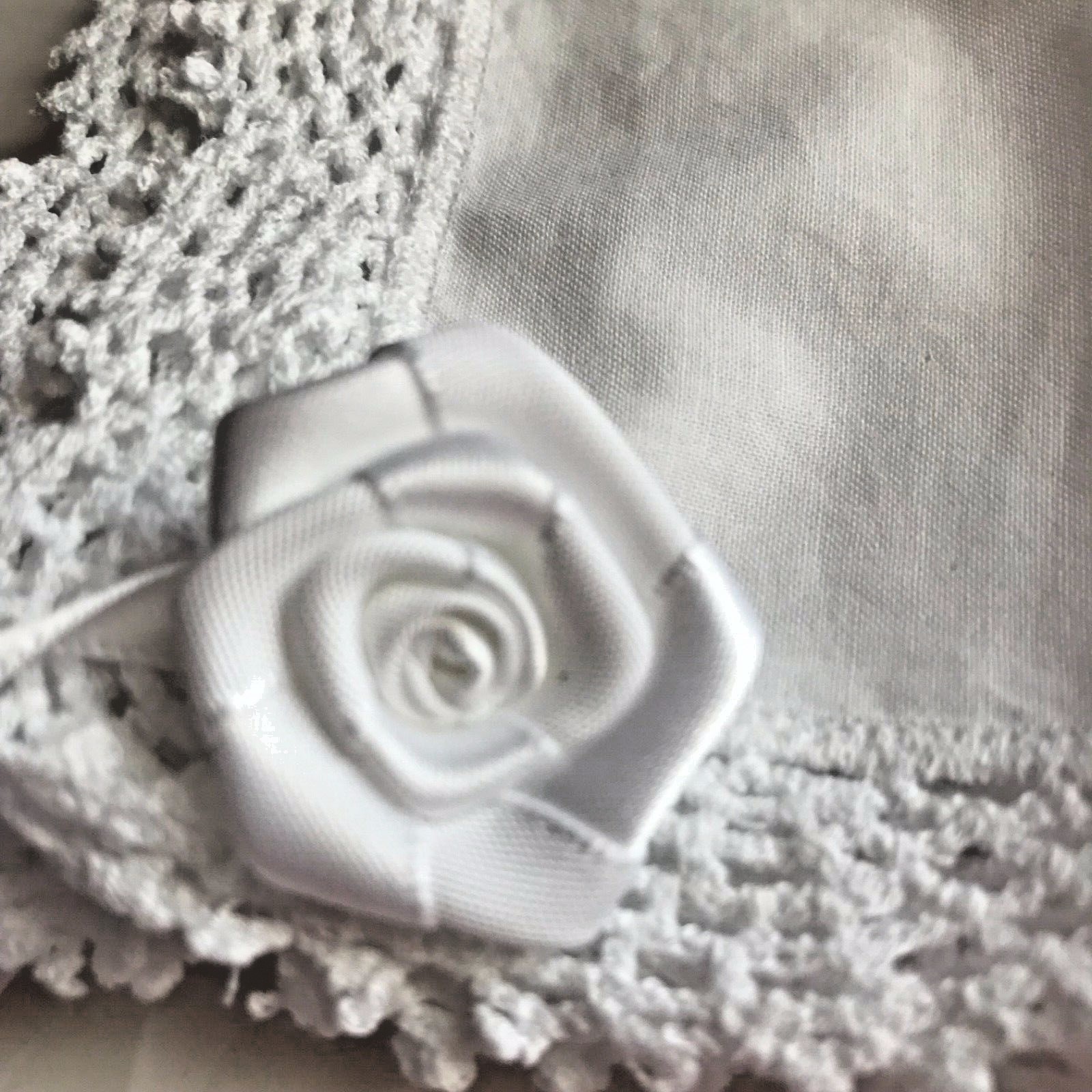 Traditional Lace Handkerchief Christening Bonnet White Cotton Crocheted Edging