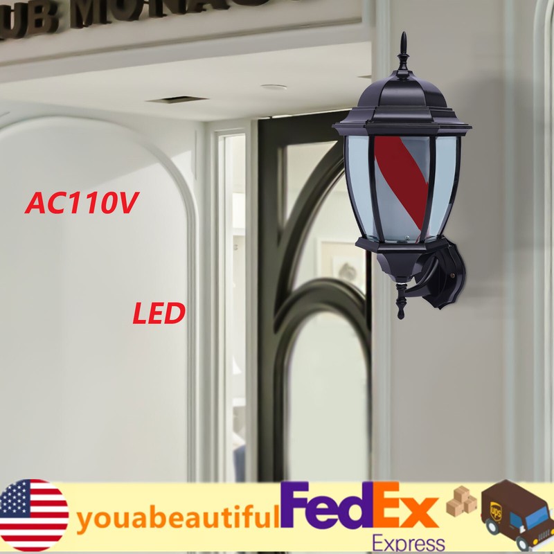 Barber Shop Pole Light Rotating LED Stripes Hair Salon Open