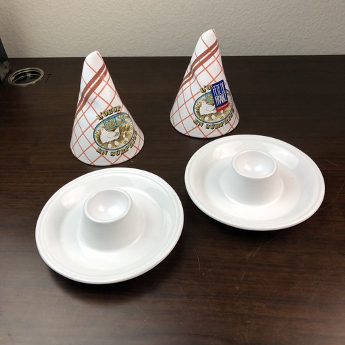 ESTELLO CERAMIC MADE IN FRANCE 2 PC Egg Plate SET Cones Rare Bloomingdale’s