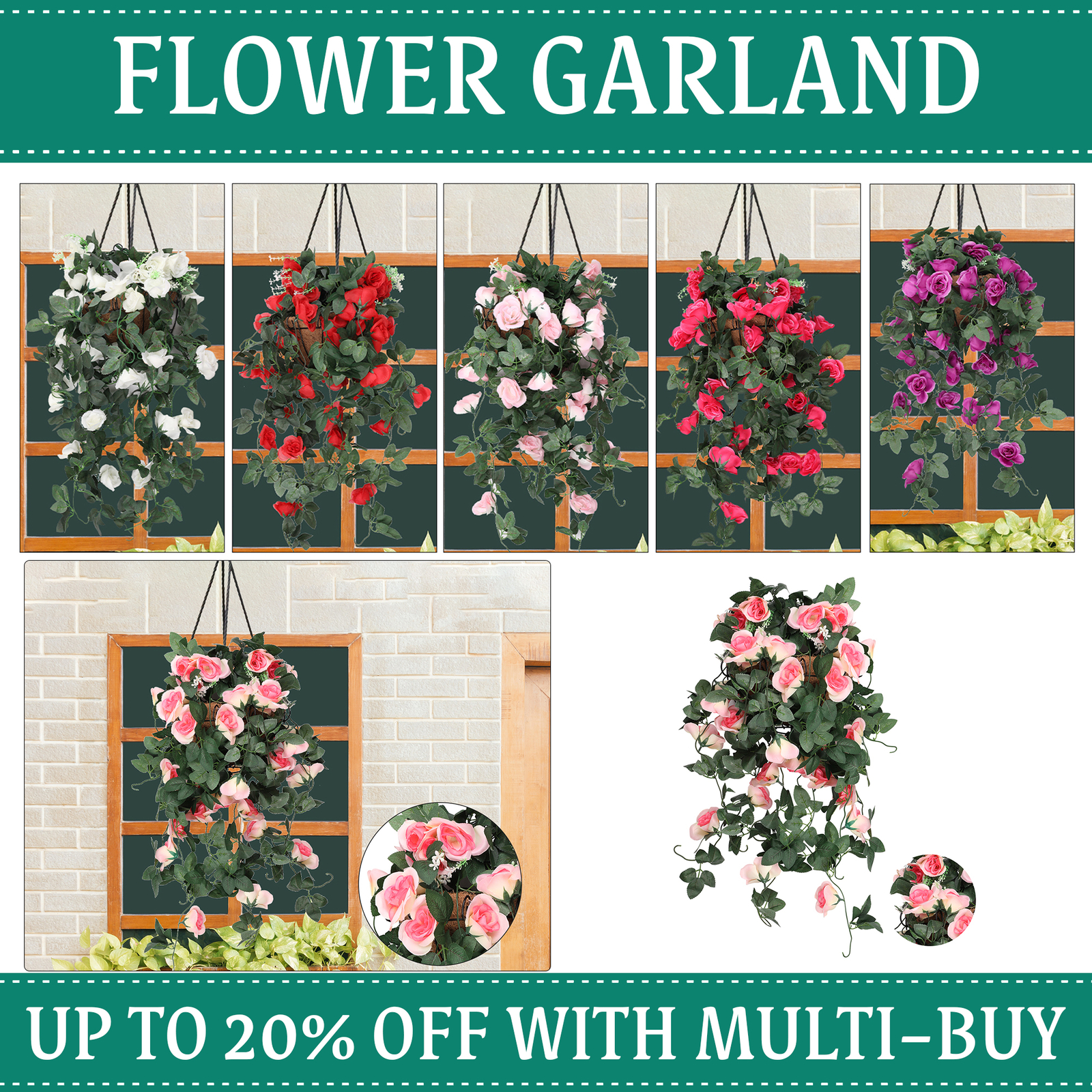2pcs Künstliche Blumen Rose Falsche Hängende Rebe Girlande Garten Party