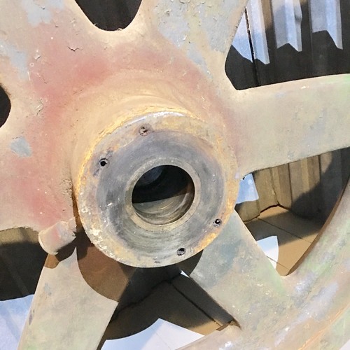 Vintage Flat Belt Pulley 30 X 4 1/4 Table Base Steampunk