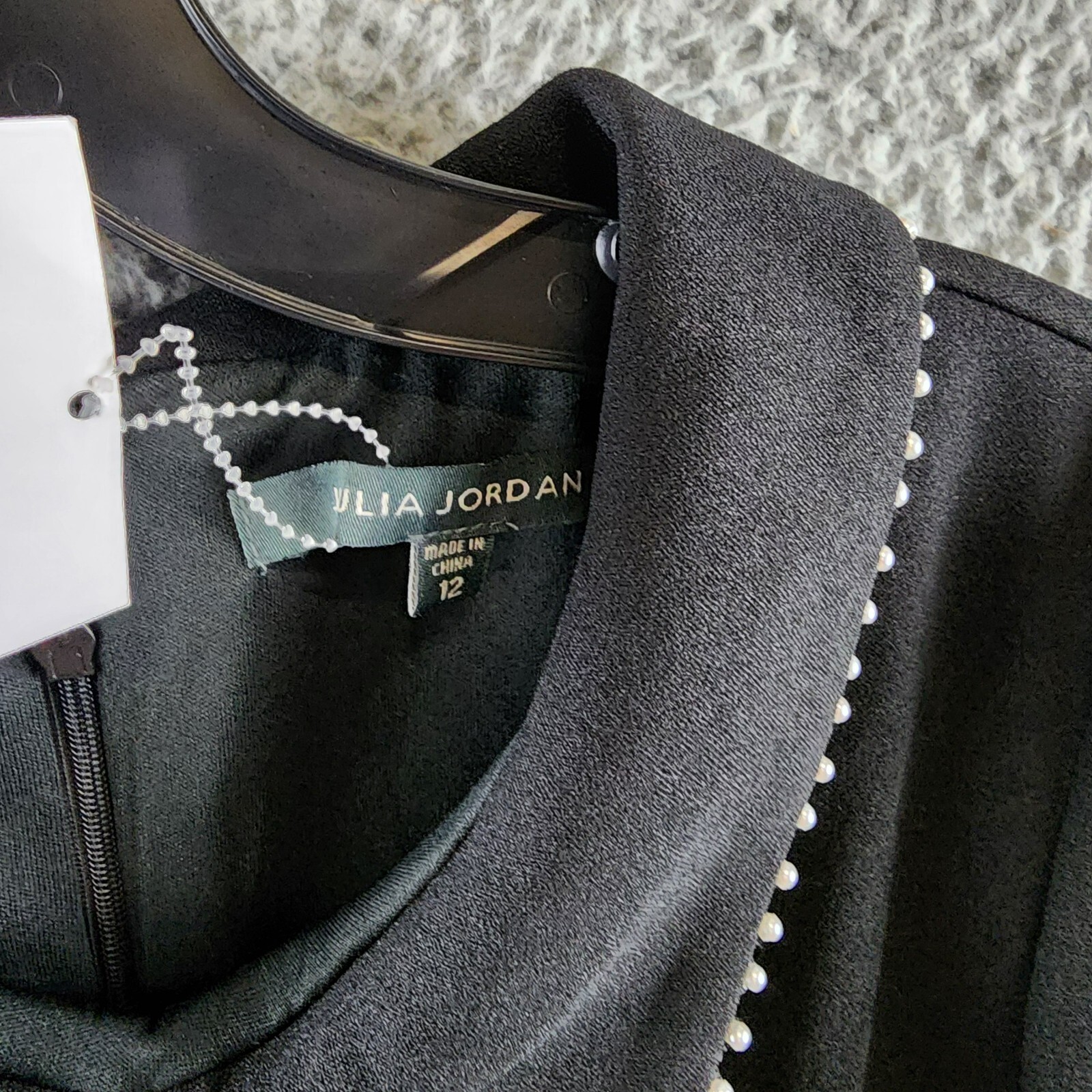 Julia Jordan Imitation Pearl Trim Stretch Jacquard Shift Dress Women's 12 Black - Picture 5 of 14