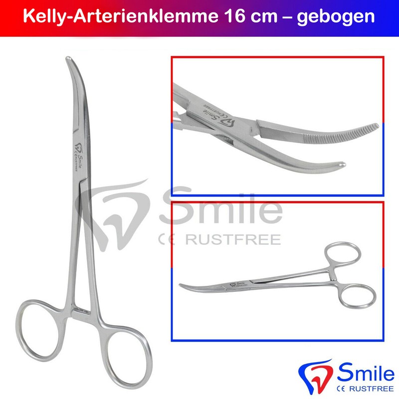 HakenlÃ¶Ser Zange Gebogen Arterienklemme Nach Kelly 16 Cm  HÃ¤Mostatische Forceps