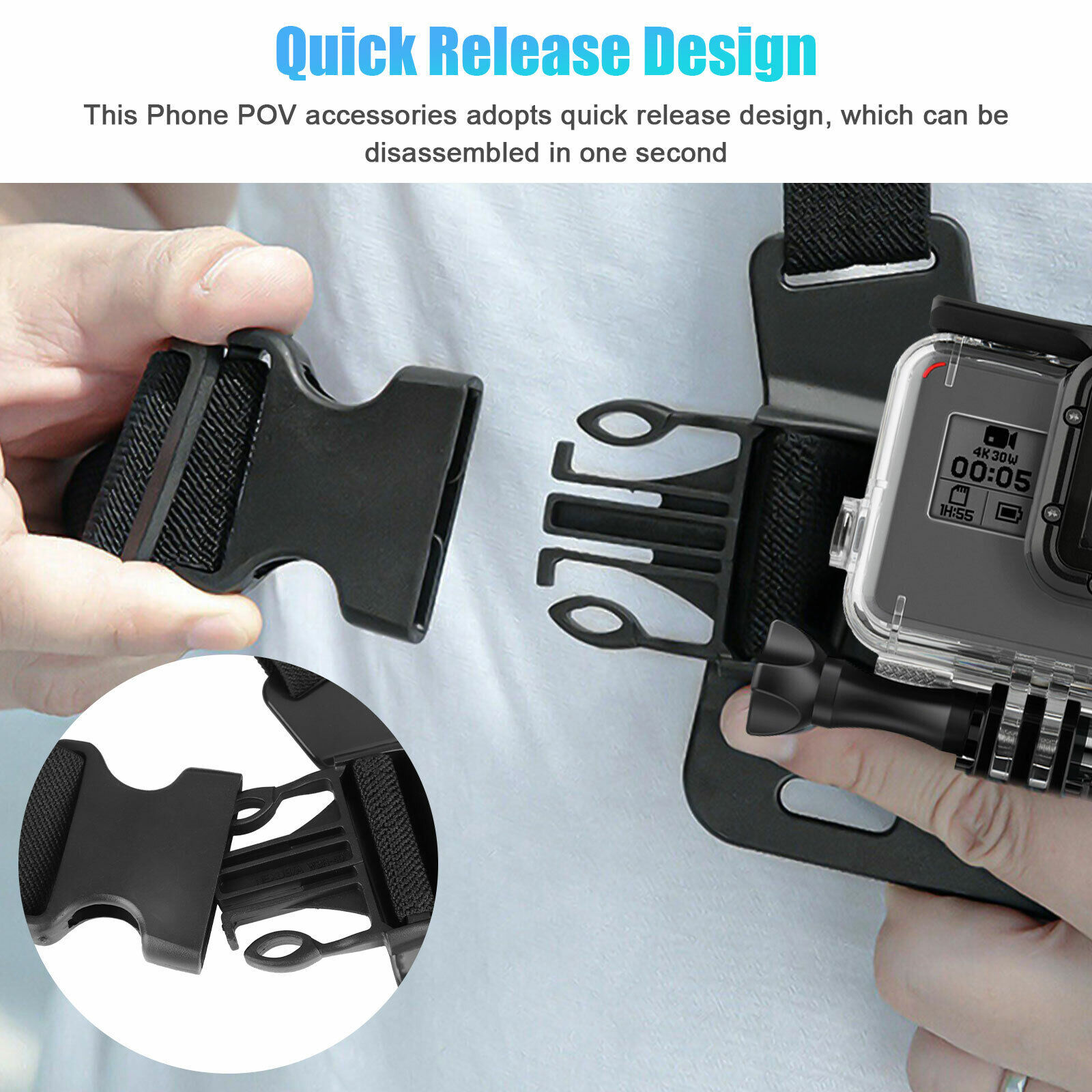 Chest Harness Body Strap Mount Accessories Adjustable for iPhone GoPro Android