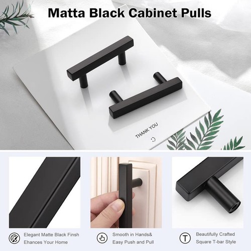 Black Square Modern Kitchen Cabinet Handles Bar Pulls Drawer Stainless Steel Lot
