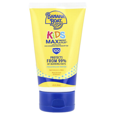 Детский, Max Protect & Play, Солнцезащитный лосьон, SPF 100, 4 жидких унции (118 мл)