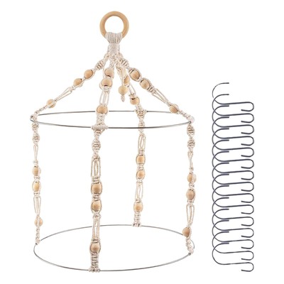 Herb Drying Rack Macrame Flower Drying Rack With 15 Hooks Boho Macrame Hanging
