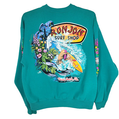 VTG 1994 Ron Jon Surf Shop Sweatshirt Graphic Print Pull Over Surfing Florida