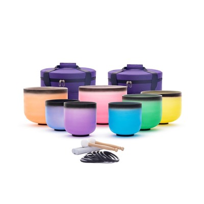 Hye-eun 7-12 Inch 432hz Colored Design Frosted Crystal Singing Bowls Set of 7...