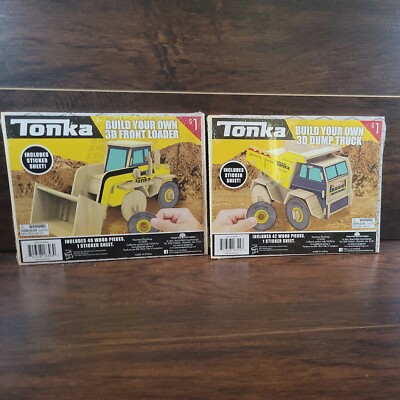 SEALED Tonka 3D Wood Model Kit lot of 2 Dump Truck and Front Loader