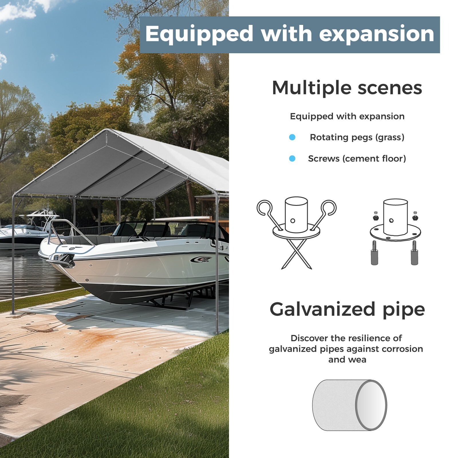 12' x 20' Carport, Upgraded Carport with Heavy Duty Canopy Tent Steel Sunshade