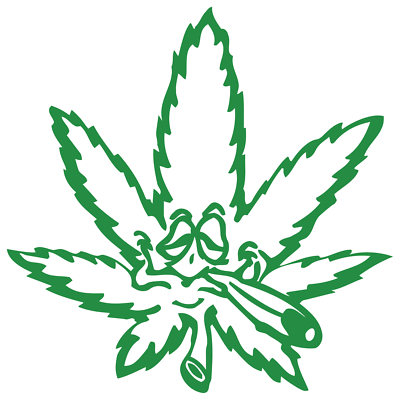 Pot Leaf / Marijuana Leaf Smoking Joint Weed With Happy Face - Die Cut  Decal | eBay