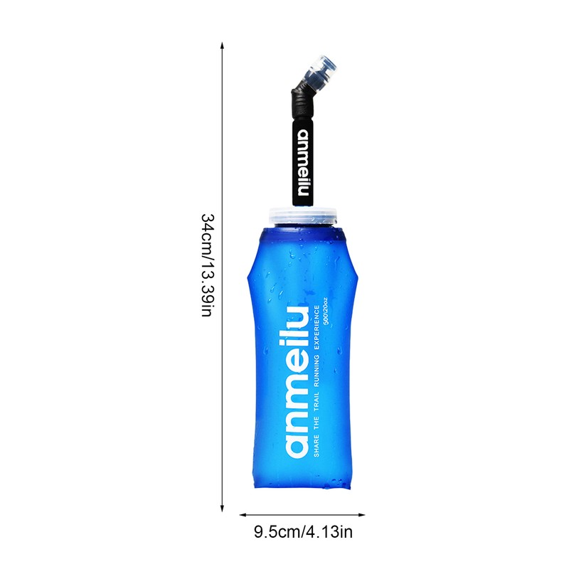 Food-grade Sport Soft Water Bottle Folding Flask BPA Free With TPU Straw 350/600