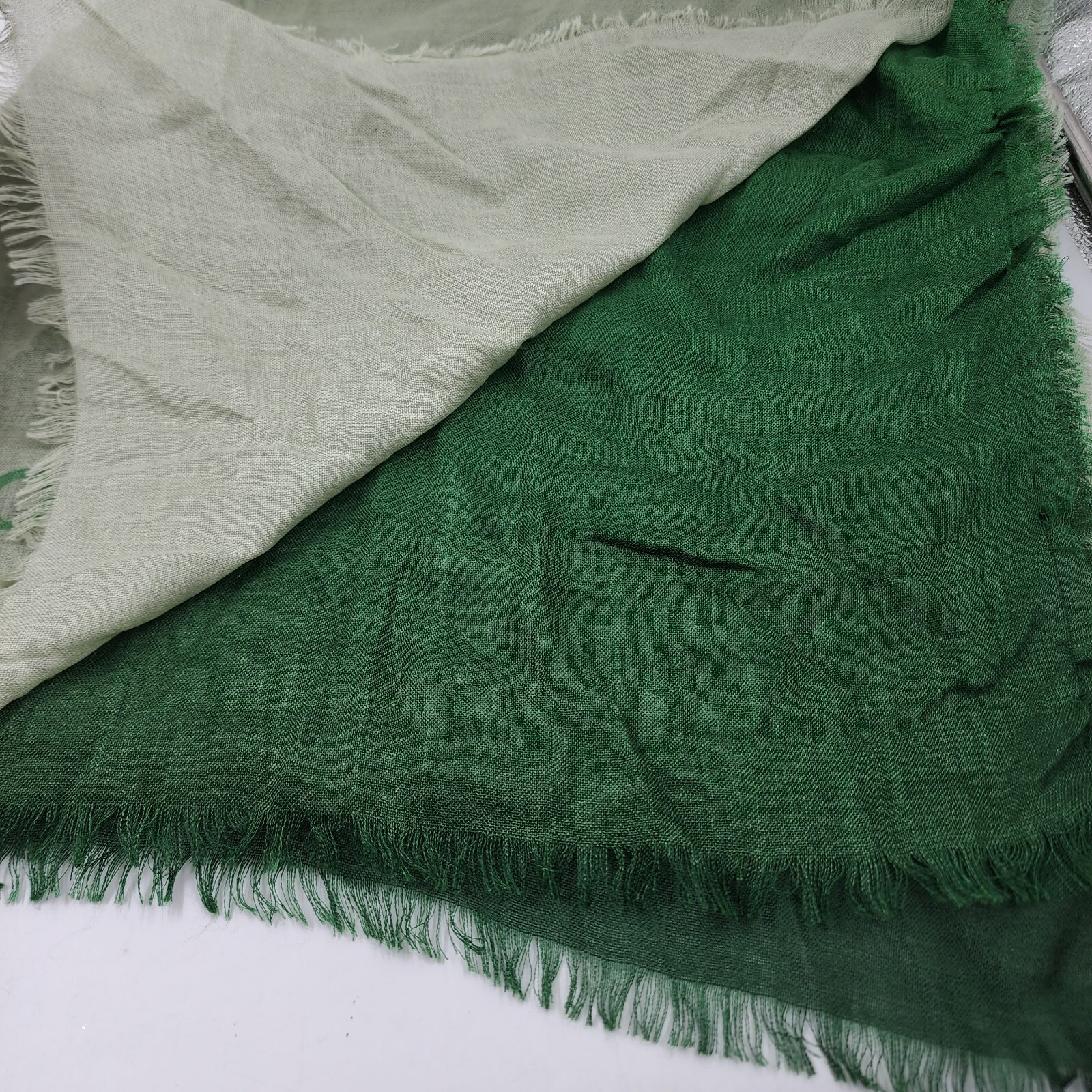 FERRAGAMO Gradient Cashmere-Silk Blend Stole Women's One Size Dark/Light Green - Picture 6 of 13