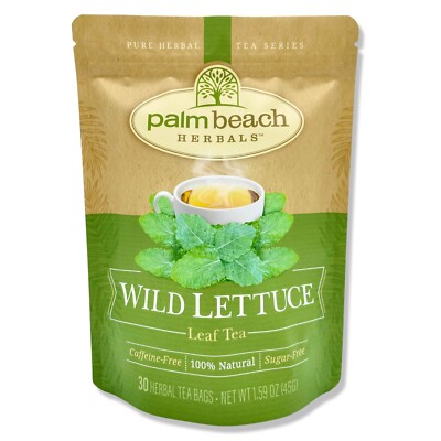 Wild Lettuce Leaf Tea by Palm Beach Herbals | 30ct, Caffeine-Free