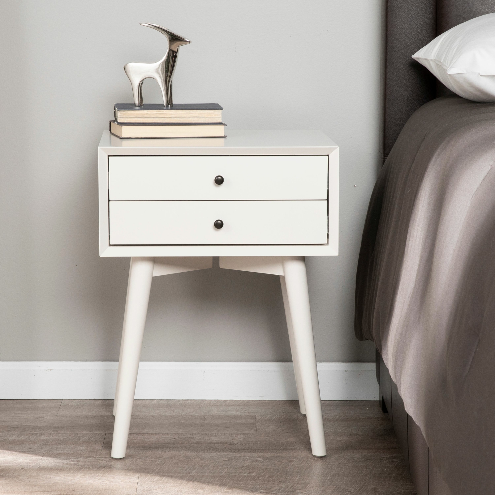 2-Drawer Modern Nightstand Bedside Accent Table Tapered ...