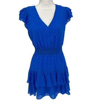 Alice + Olivia Blue Markita Tiered Ruffe Mini Dress Sz 8