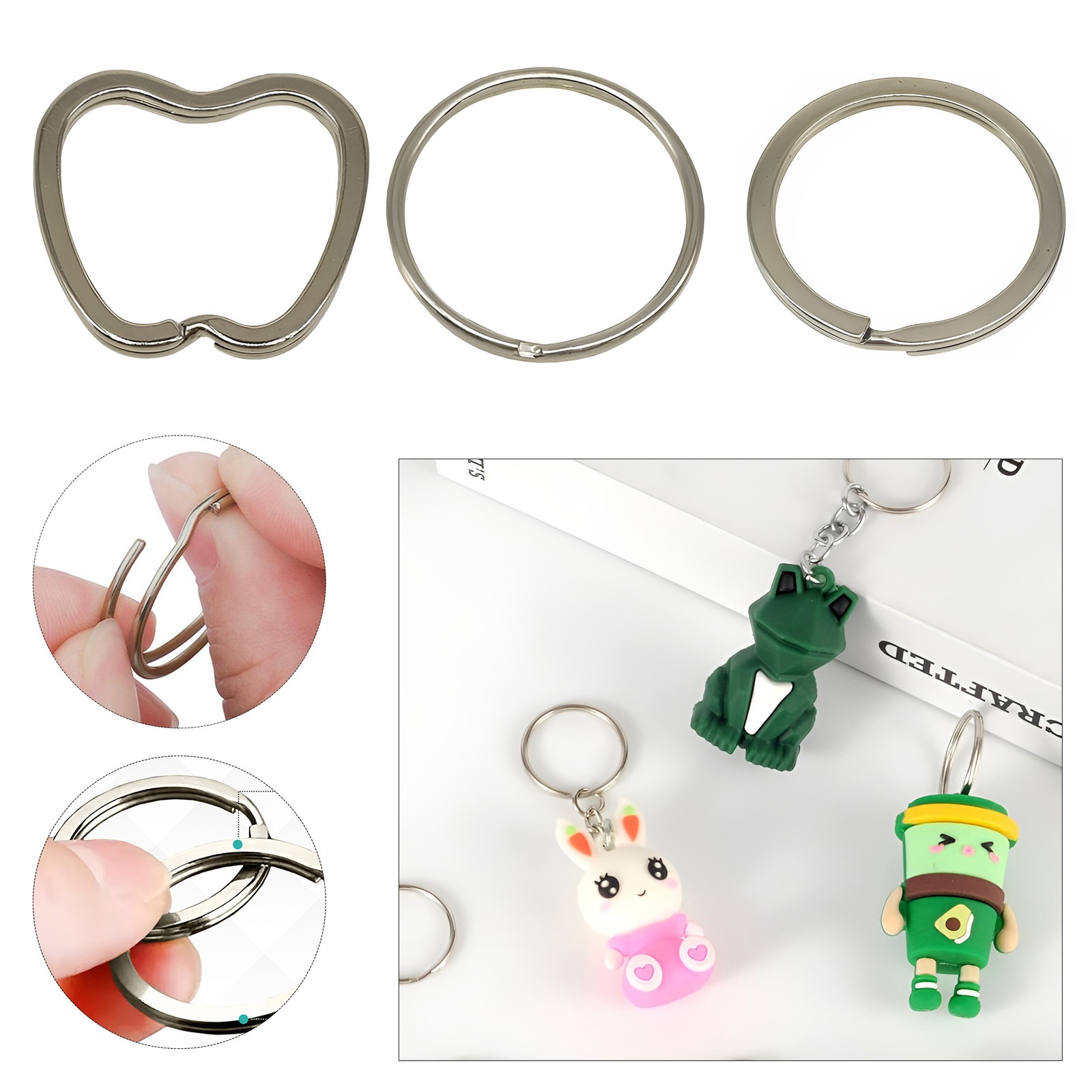 Split Ring Keychain Metal Key Rings Flat Round Fruit for Dog Tags DIY Craft