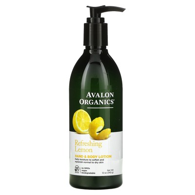 Avalon Organics Hand Body Lotion Lemon 12 oz 340 мл Hypoallergenic, Leaping