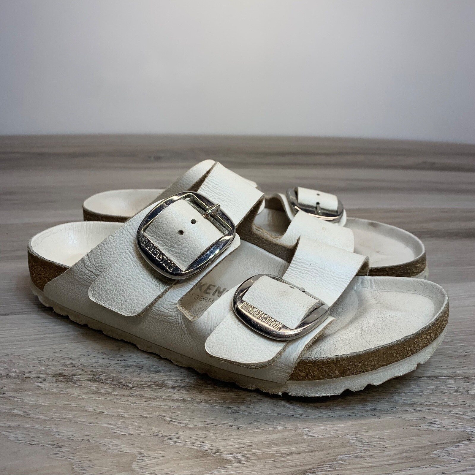 Birkenstock Arizona Big Buckle White Leather Sandals Womens