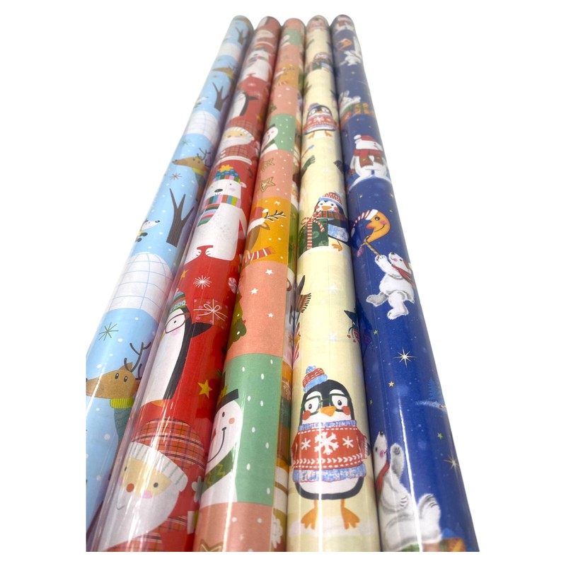 5 Rollen Geschenkpapier Kinder Weihnachten Rollen Weihnachtspapier Blau 2mx0,7m