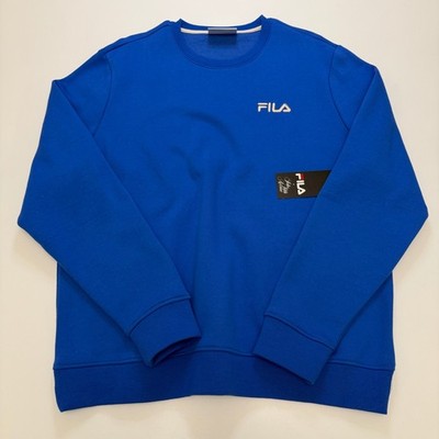 FILA Saks Fifth Avenue Blue Cotton Blend Crewneck Sweatshirt Mens Large
