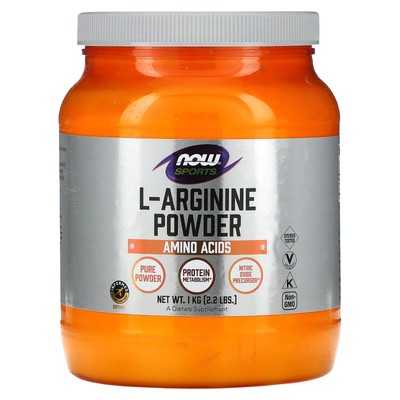 Now Foods Sports L-Arginine Powder 1 кг 2 2 фунта Гарантированное качество GMP