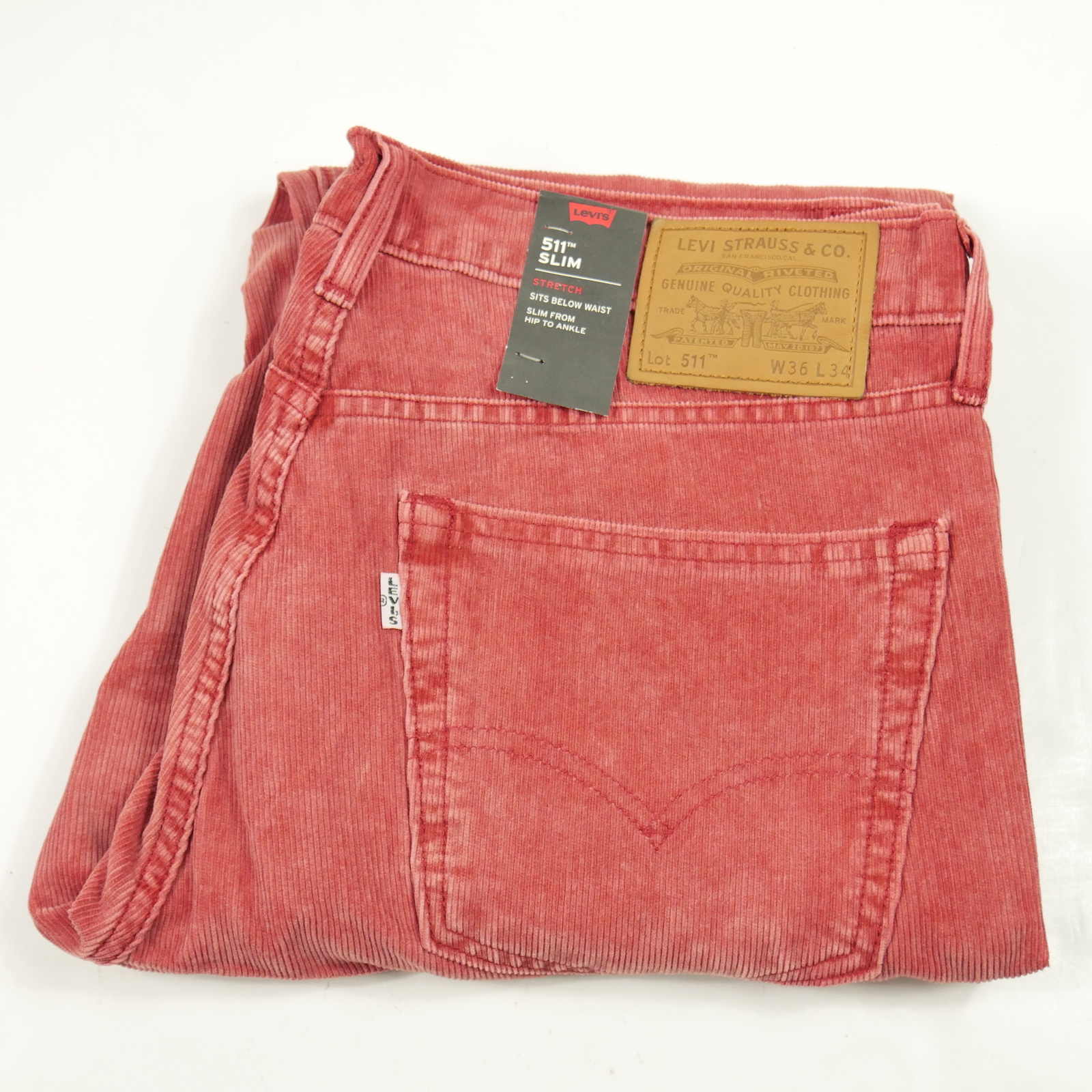 Джинсы Levi's 511 Premium Slim Fit Corduroy Stretch Jean Pants Brick Red  Mens Sz 32-38: купить с доставкой из США, цена 6 096 руб - (254425654652)