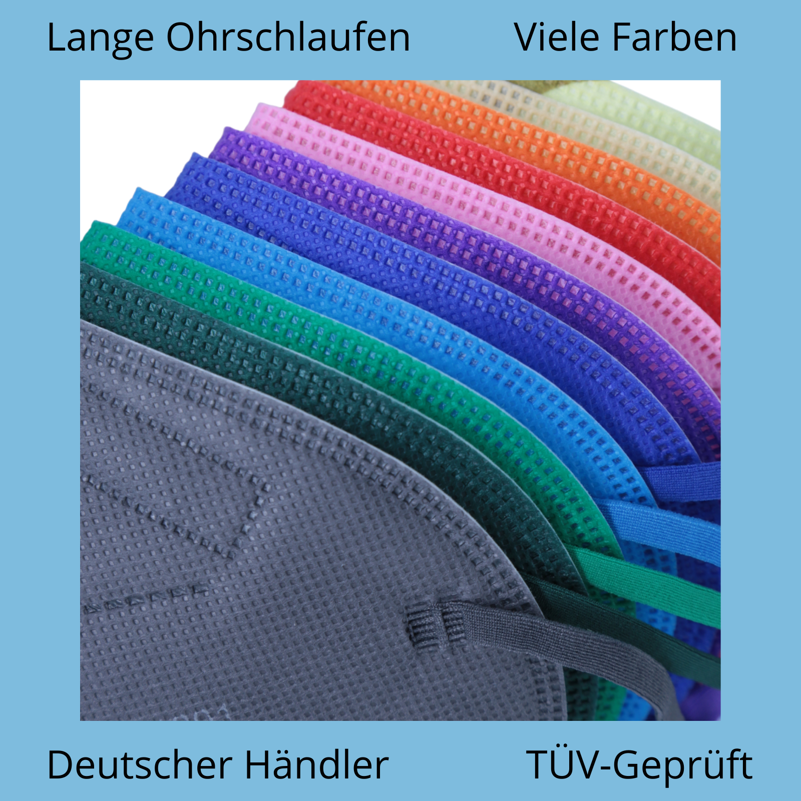 ✅5 Stk FFP2 Maske Bunt Farbig 5-Lagig Atemschutz DEUTSCHER HÄNDLER ✅ TÜV ✅ CE ✅