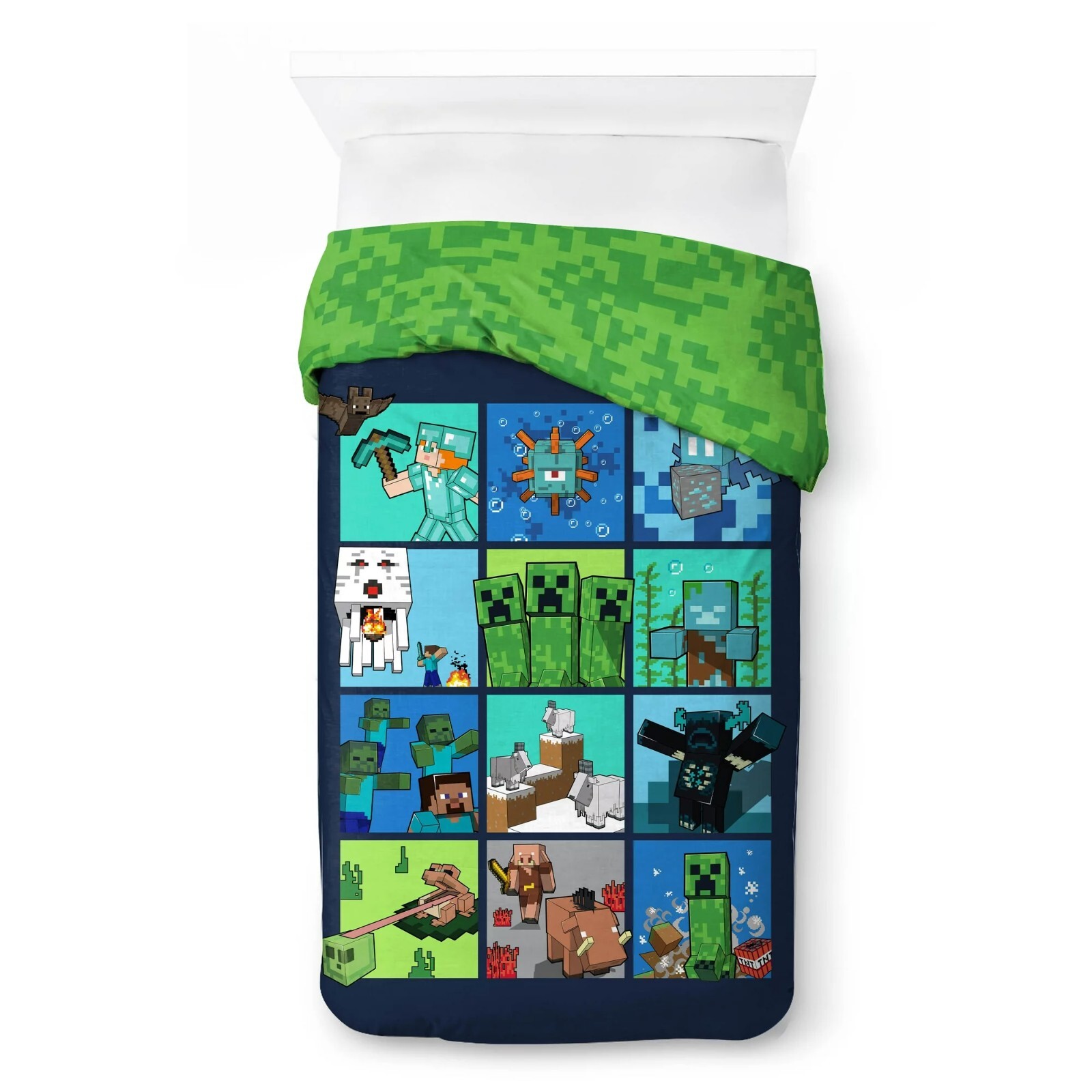 Minecraft Gamers Twin Full Bed Comforter and Sham Reversible  Kids Bedding