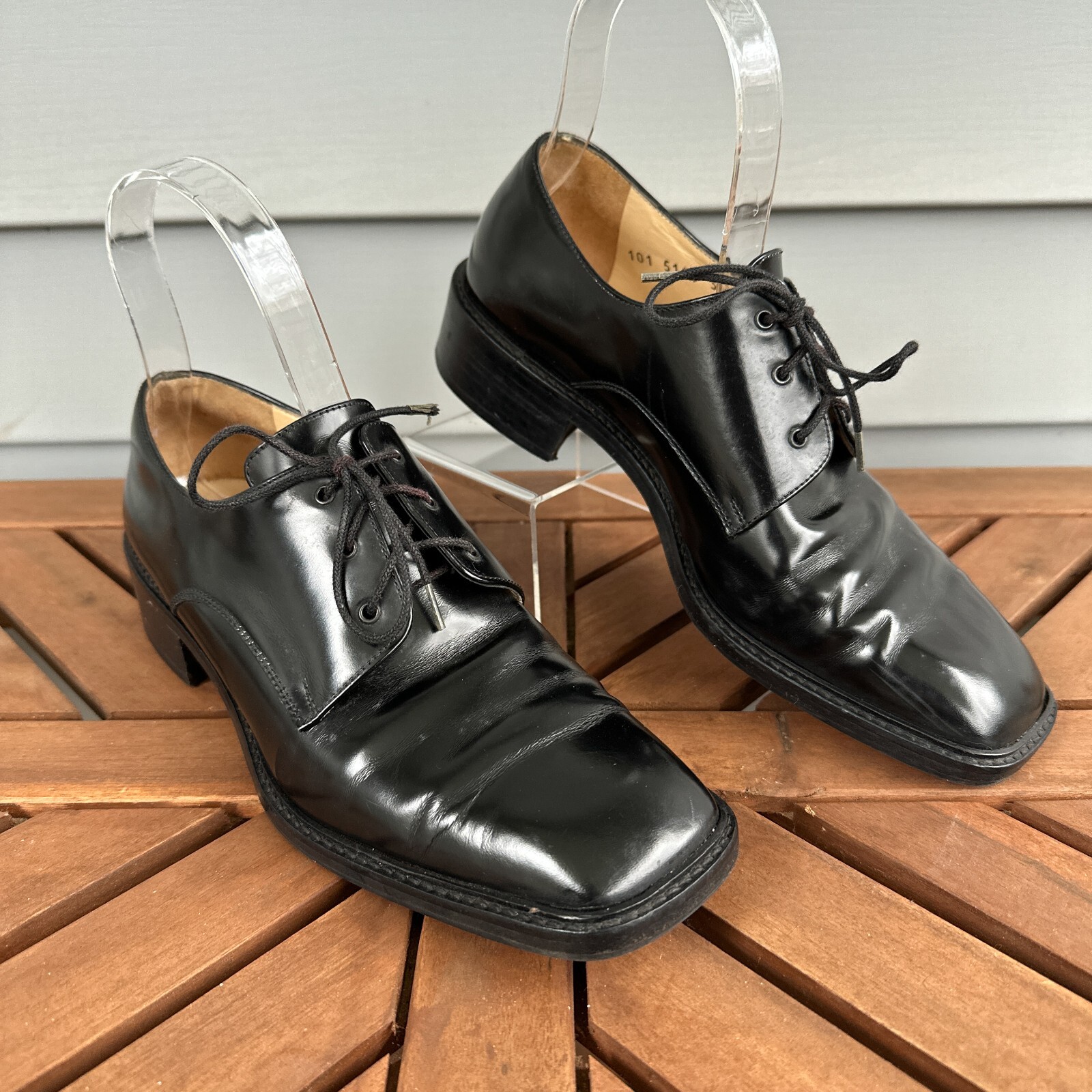 GUCCI ブラック ハイヒール 37 Vintage Gucci Black Patent Leather Block Heel Pumps Size 37