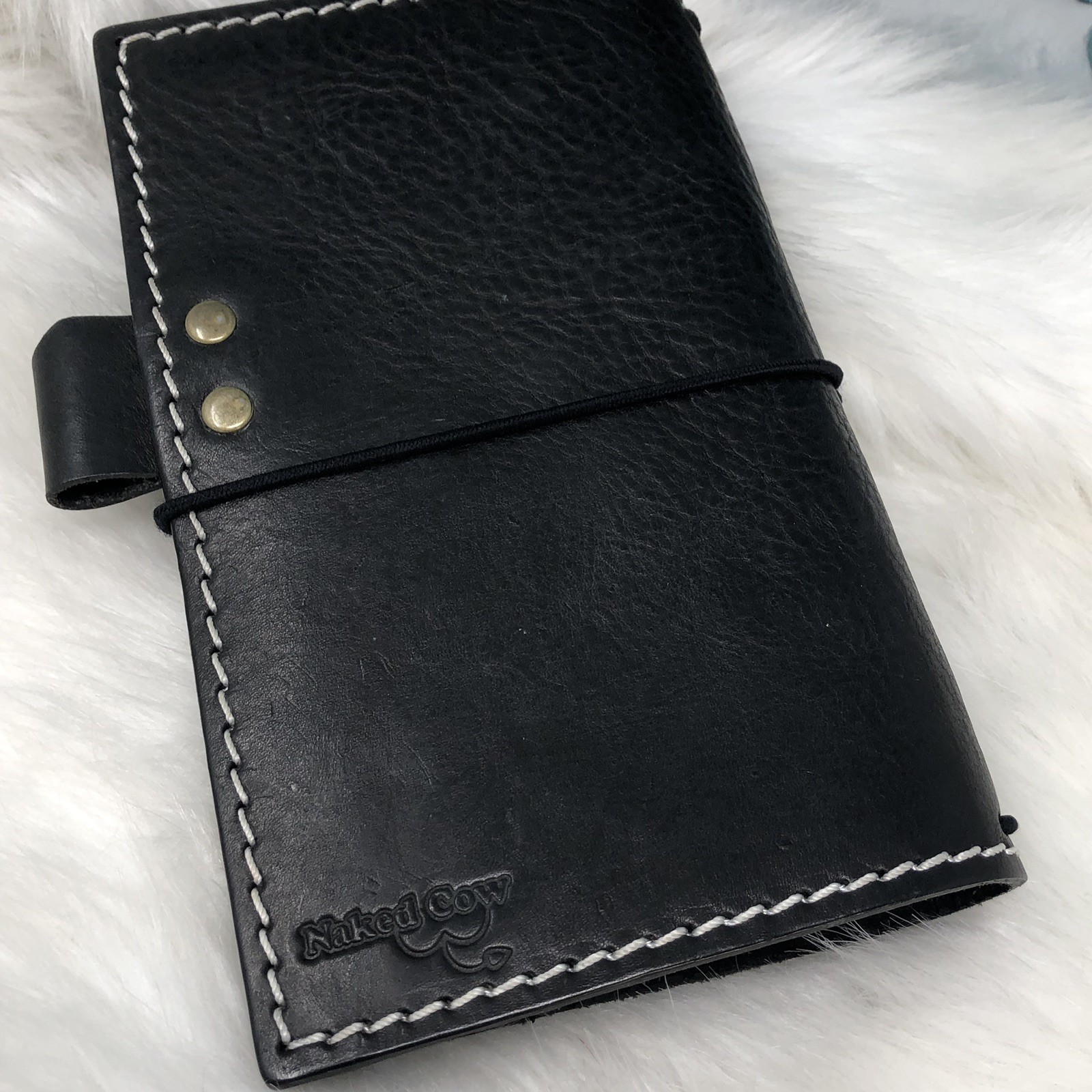 Journals By Joey Handmade Notebook CoverBlack Pebbled Leather Planner Naked Cow