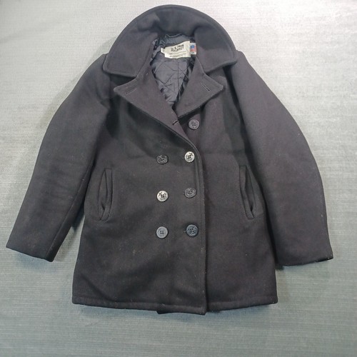 Schott Jacket 36 Large Black NYC US 740N Pea Coat Wool
