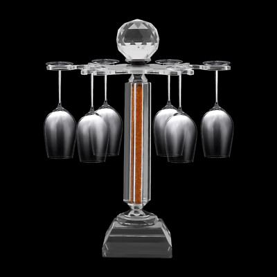 6-Hook Crystal Wine Glass Rack Bar Holder Countertop Stemware Rack Drying Rack