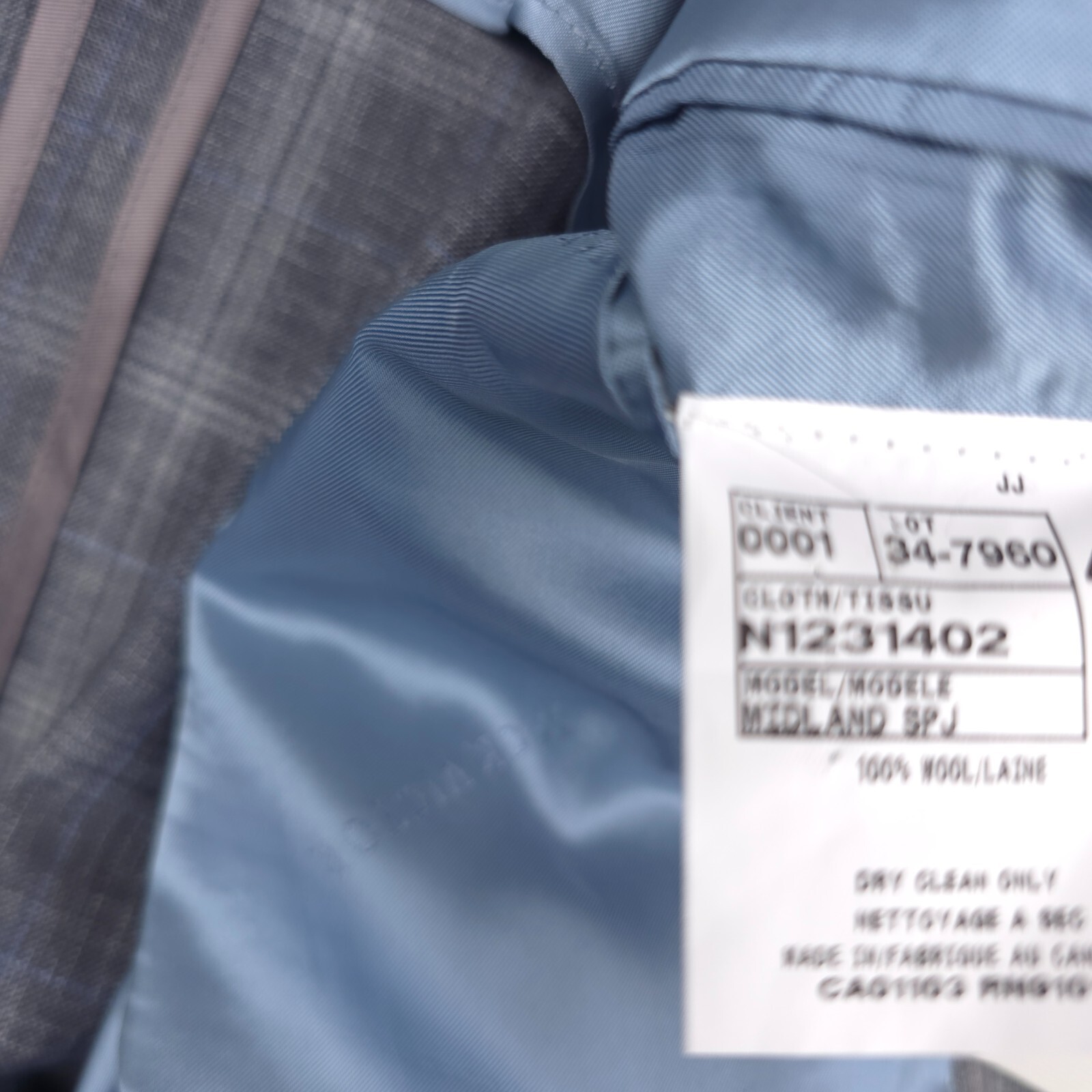 Pre-owned Jack Victor $848  Midland Gray & Blue Plaid Wool Sport Coat Blazer Mens Size 42l