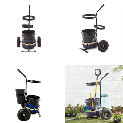 Carrito De Jard n Rodante Multiusos Con Cubo De Pl stico Redondo De 5 Galones