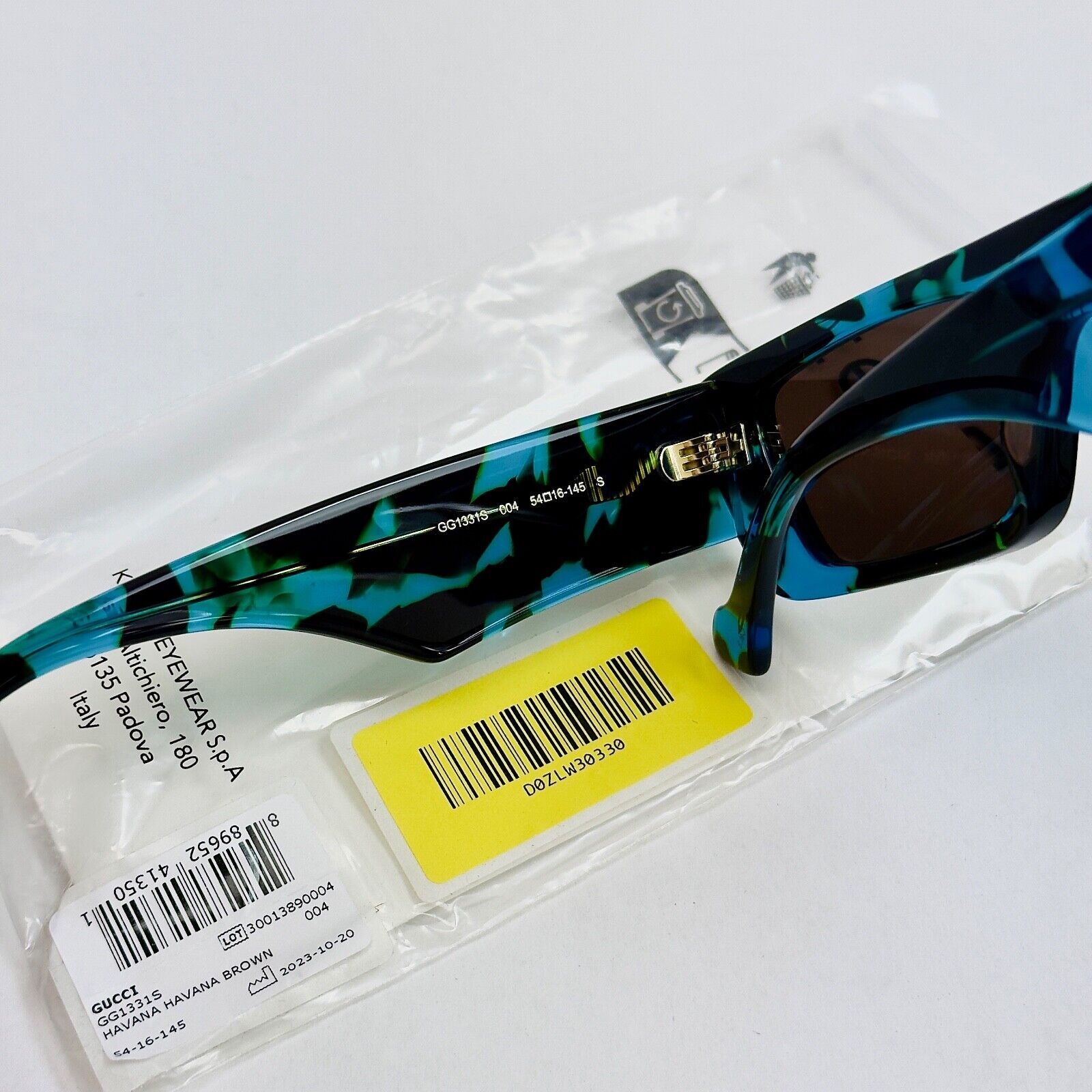 Pre-owned Gucci 1331 Blue Brown Havana Geometric Narrow Sunglasses Gg1331s Unisex 004