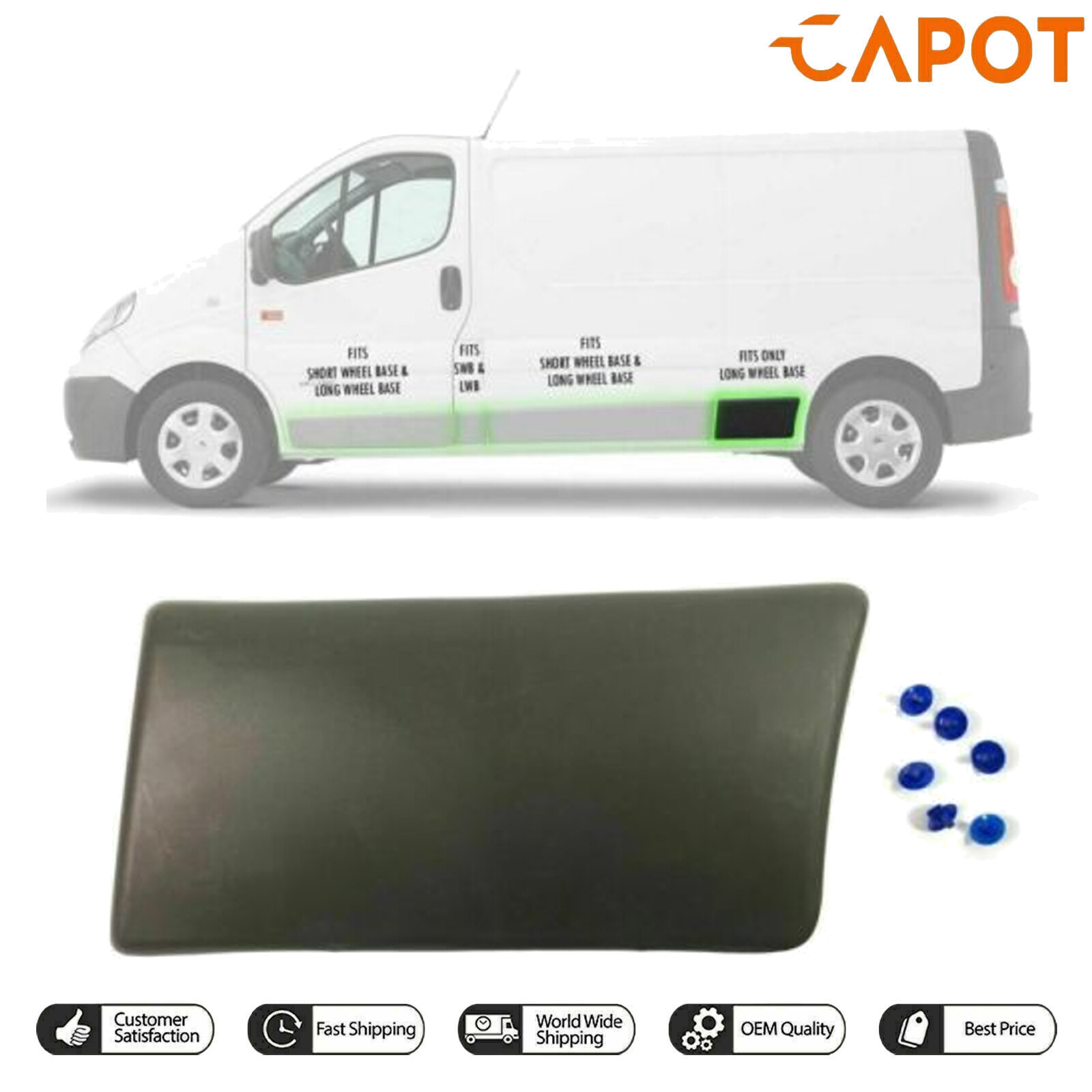 Rear Left Side Moulding Trim Panel For Vauxhall Vivaro Renault Trafic 01-14