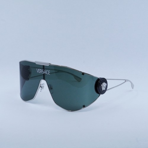 Pre-owned Versace Ve2268 10003h Silver/dark Green 42-142-115 Sunglasses