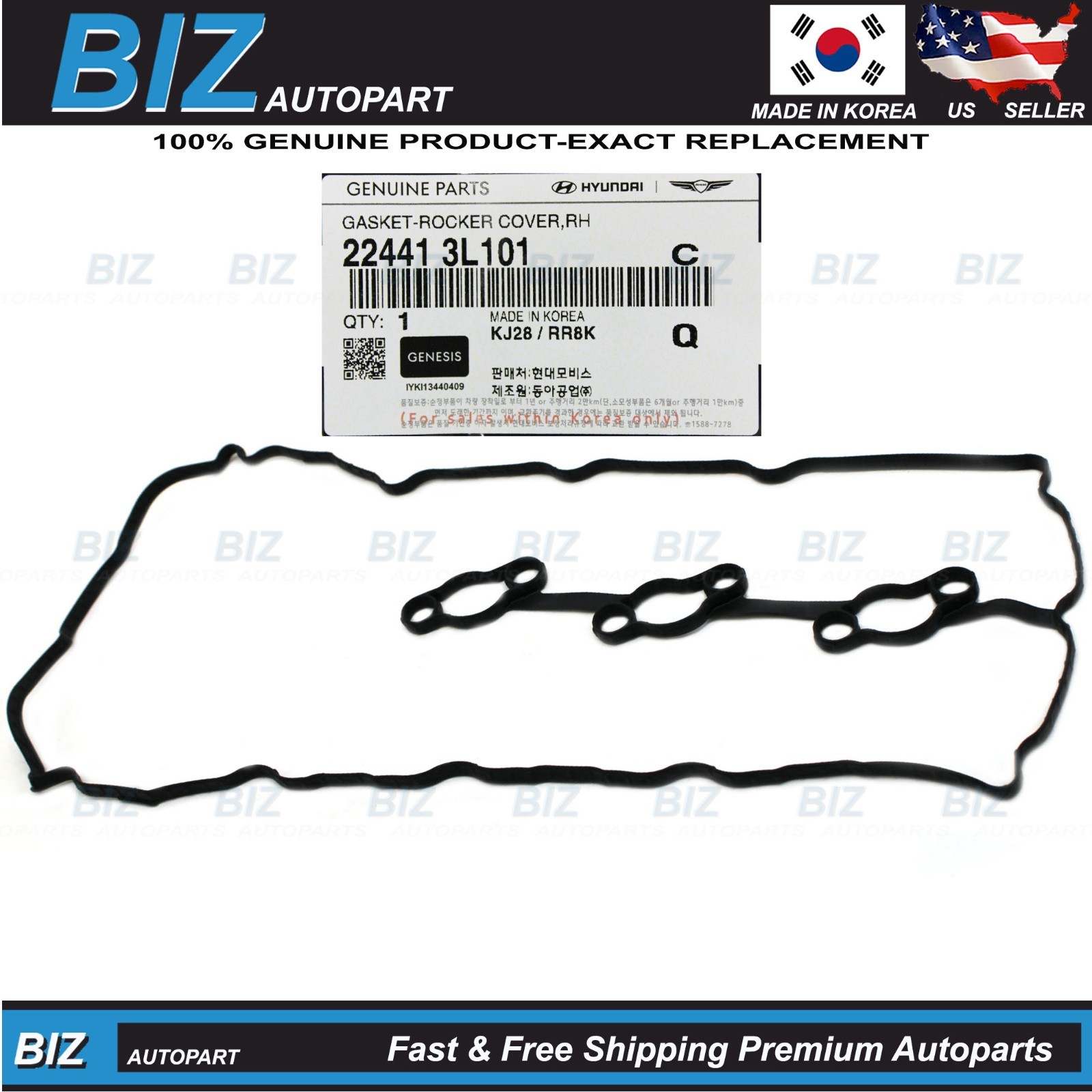Genuine Valve Cover Gasket RH for 2017-2026 Genesis Hyundai Kia V6 22441-3L101