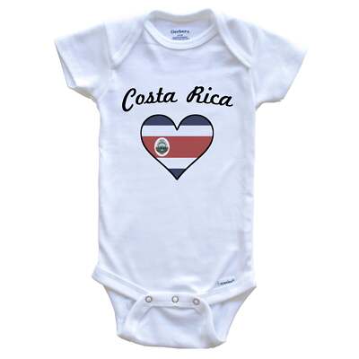 Costa Rican Flag Heart One Piece Baby Bodysuit