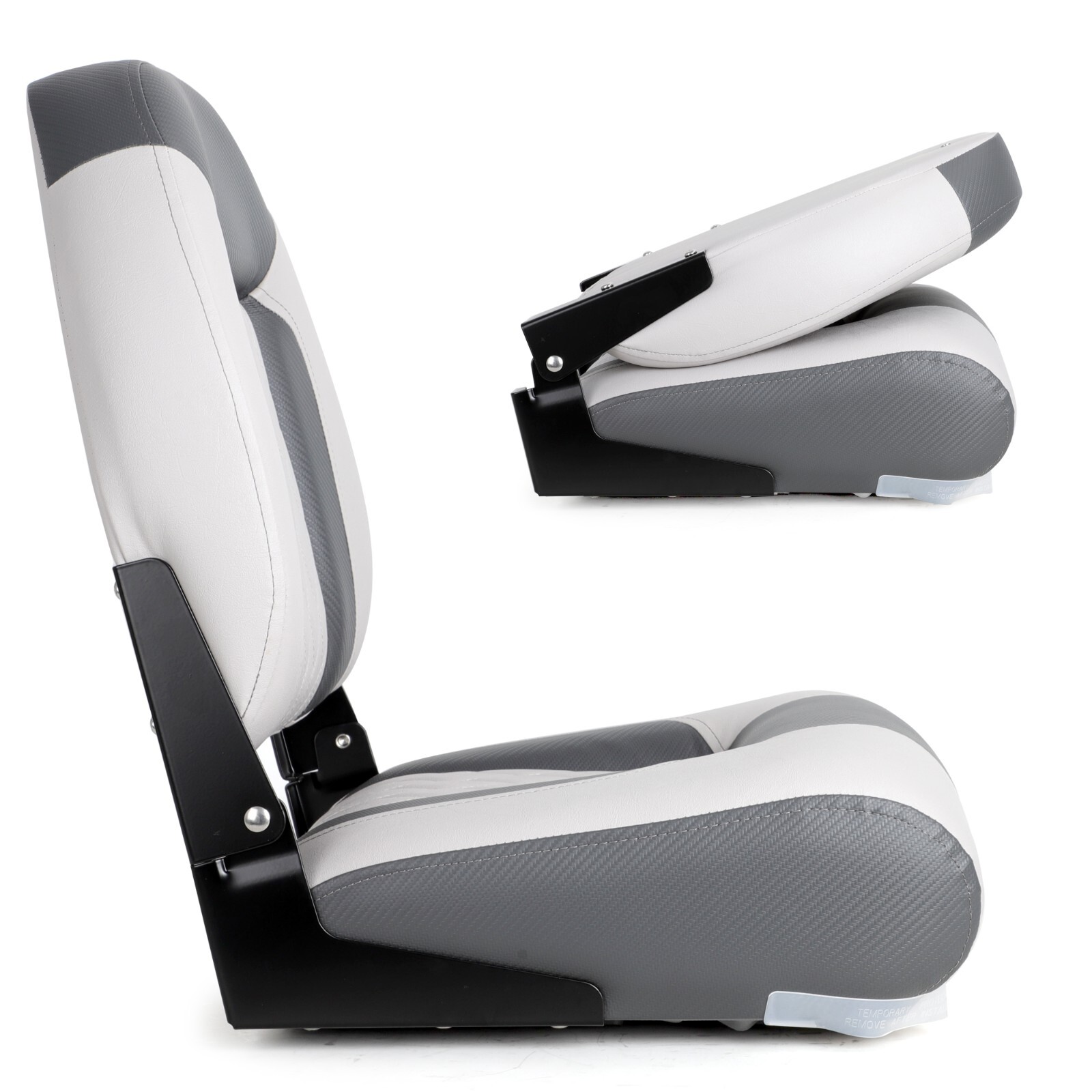 NORTHCAPTAIN Deluxe Charcoal/Light Grey High Back Folding Boat Seat, 2 Seats