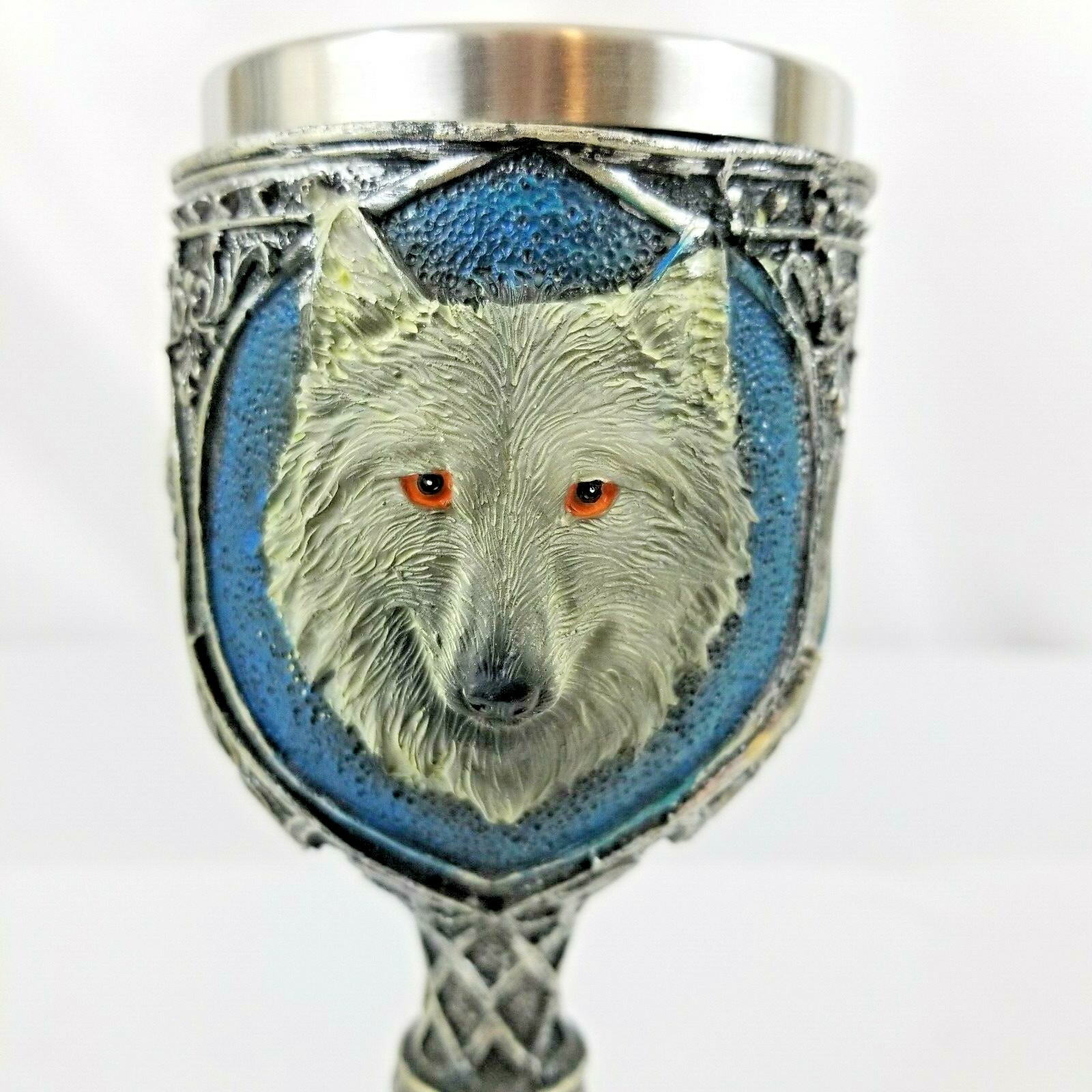 Game Of Thrones House Stark John Snow Wolf Resin Stainless Wine Goblet Glass Cup